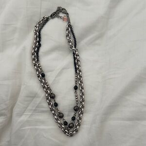 Sabika Silver and Black Chain Necklace